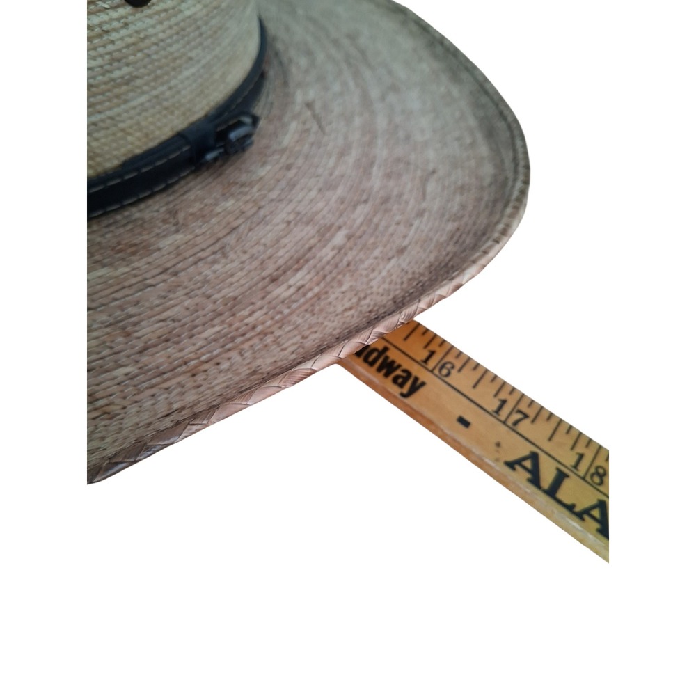 ARIAT Western Men's Fired Palm Leaf Straw Western Cowboy Hat Sun Protection Farm - Picture 10 of 16